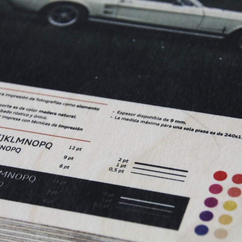 Impresión digital en madera de abedul detalle 2