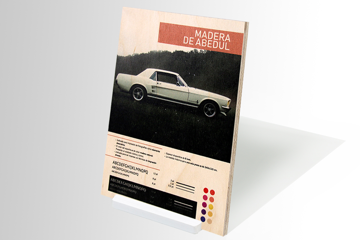 impresión digital en madera de abedul